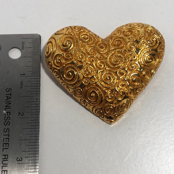 Dominique Aurientis Paris Gold Plated Vintage Heart Shaped Brooch Pin - Picture 7 of 13